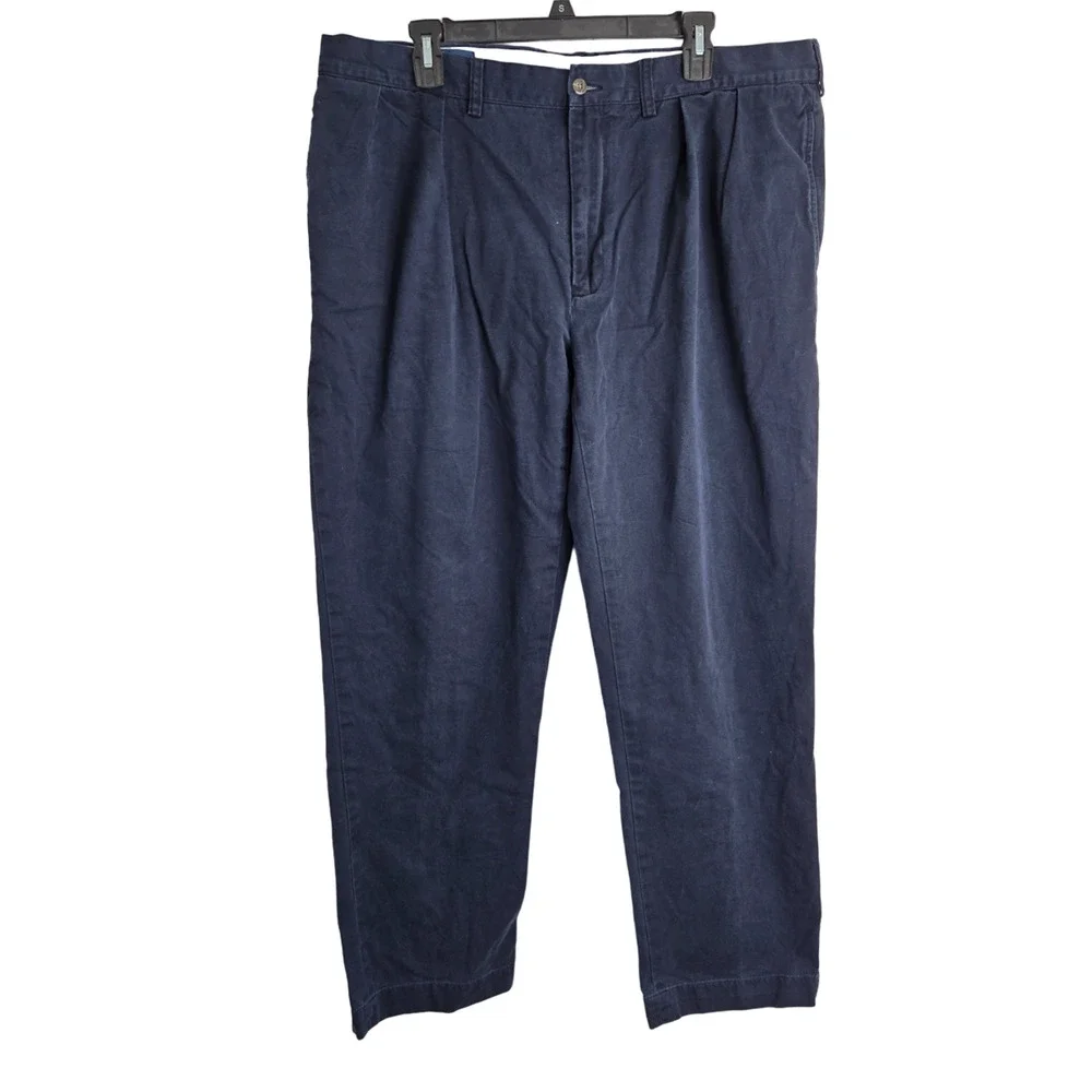 Polo Ralph Lauren Black Straight Mid Rise Pleated Men's Chino Ethan Pants 40x32
